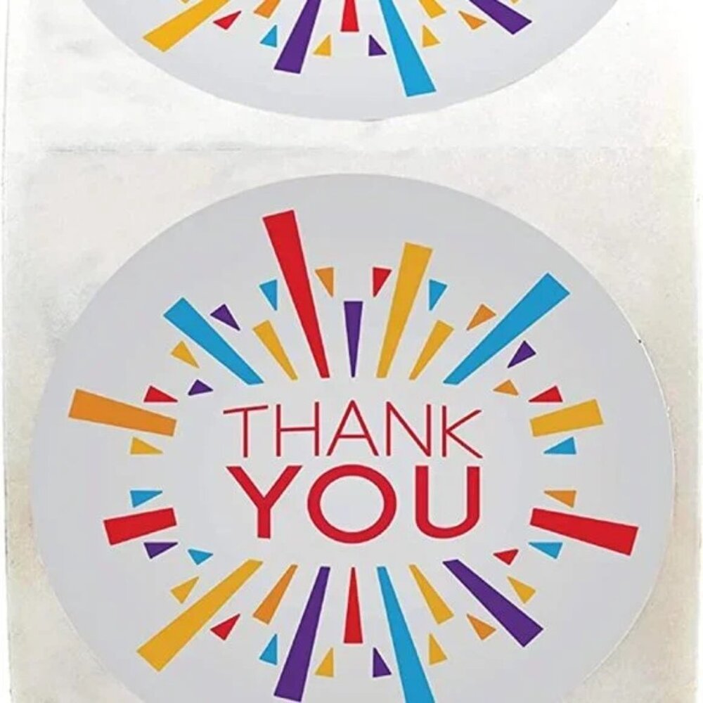 50 PCS Business Thank You Stickers 1.5 " Round Size| Multi Color Fancy